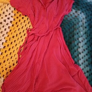 Women’s Pink Polka Dot Wrap Dress